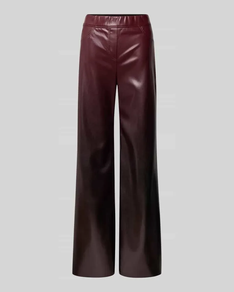 Marc Cain Wide Fit Stoffhose in Leder-Optik mit Ziernähten Bordeaux