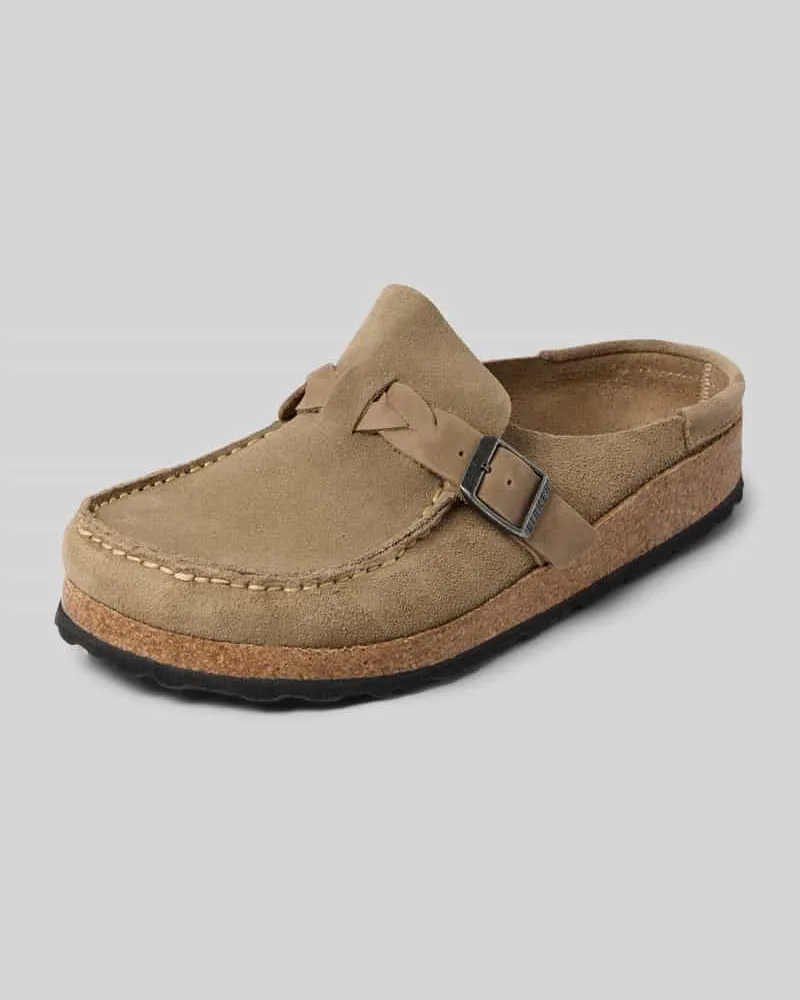 Birkenstock Clogs aus Veloursleder Modell 'BUCKLEY BRAIDED Taupe