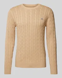 Gant Strickpullover mit Rundhalsausschnitt Beige