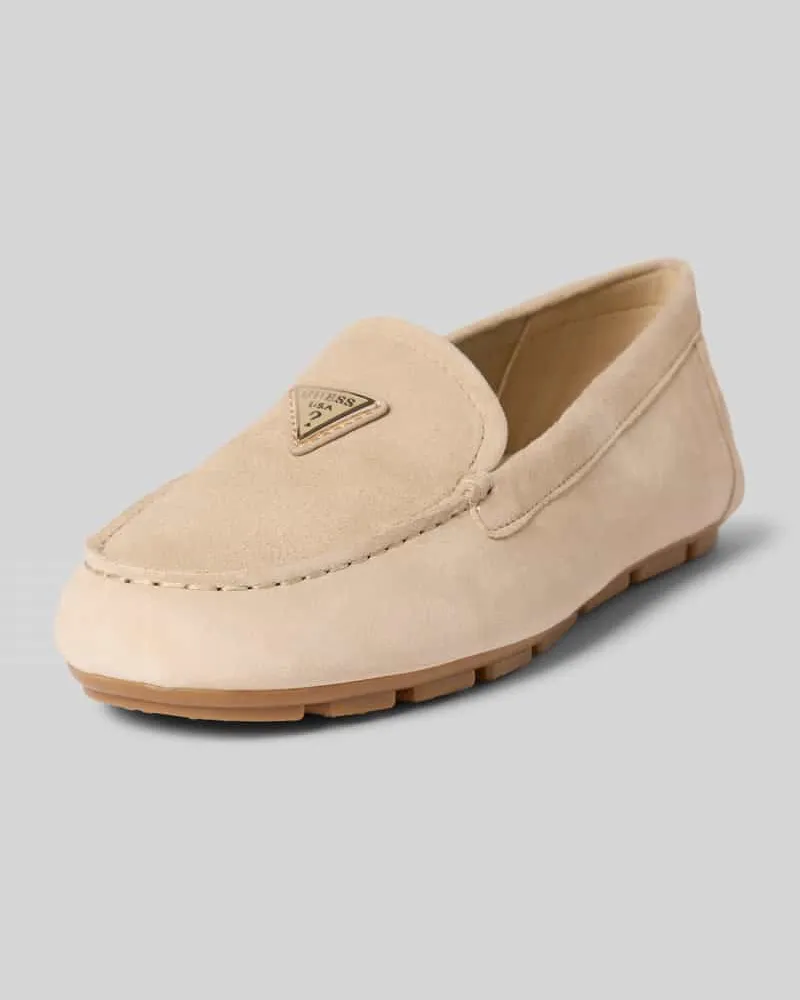 Guess Loafers aus Leder mit Label-Patch Modell 'LILAN Sand