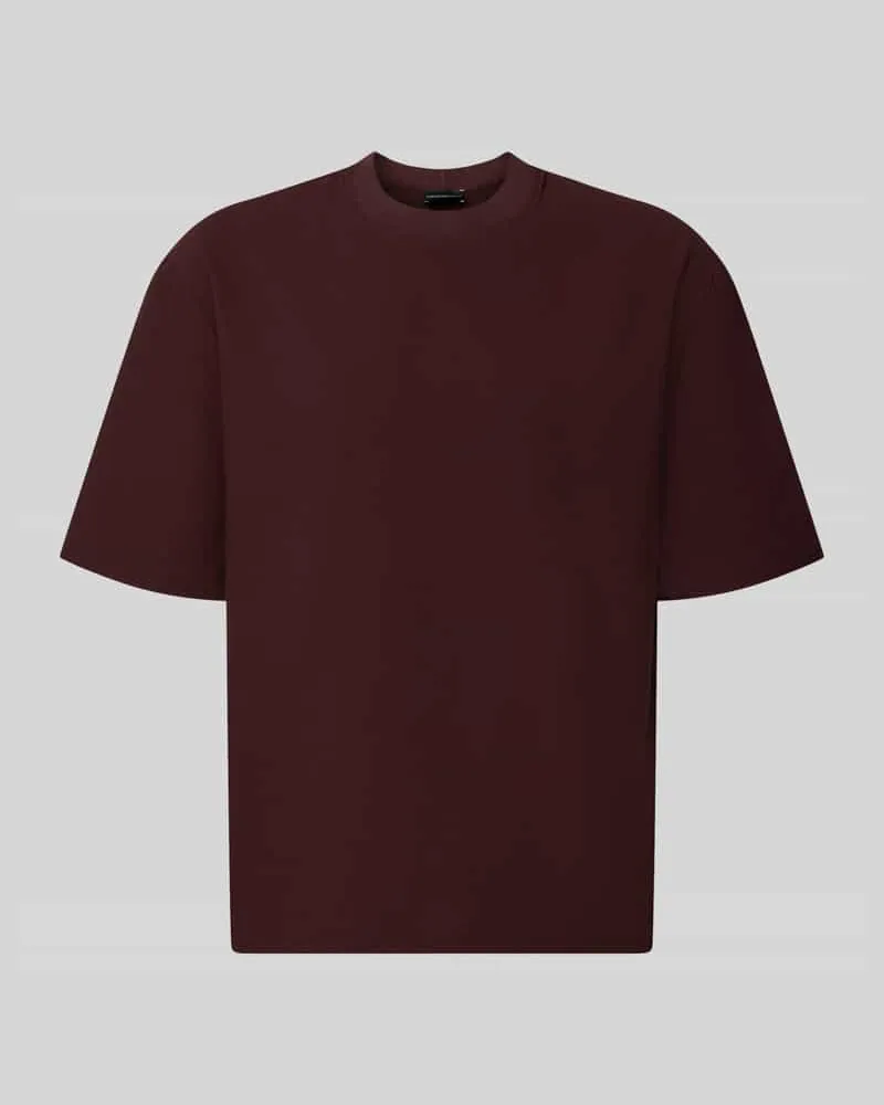 Emporio Armani T-Shirt mit Strukturmuster und Rundhalsausschnitt Bordeaux