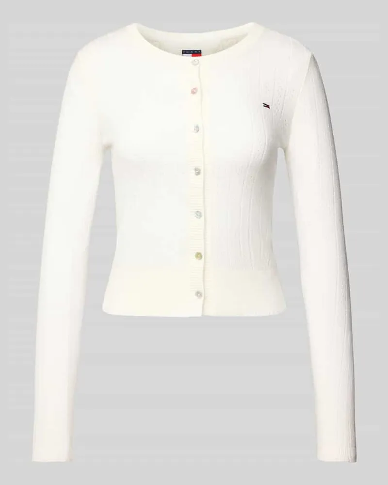 Tommy Hilfiger Slim Fit Cardigan aus Pointelle Offwhite