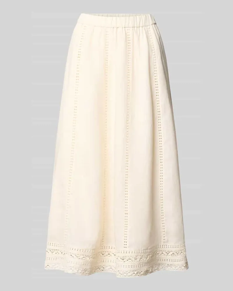 Max Mara Ausgestellter Maxi-Rock aus reinem Leinen Weiss
