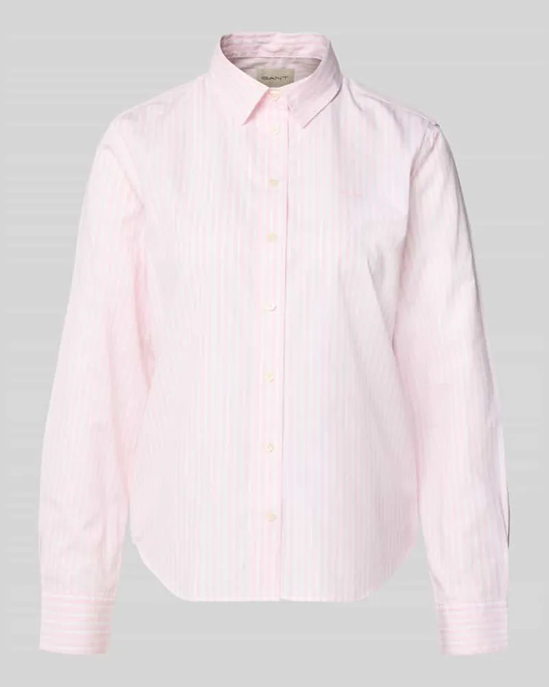 Gant Regular Fit Bluse mit Streifenmuster und Label-Stitching Hellrosa
