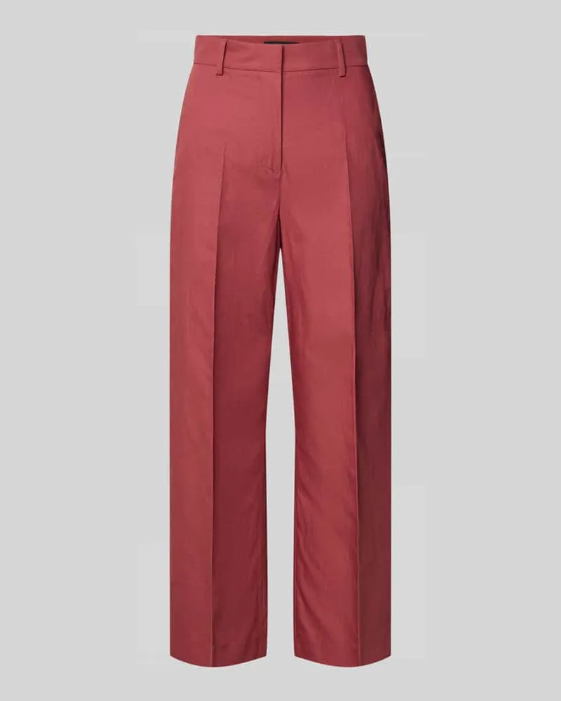 Max Mara Regular Fit Leinenhose aus Baumwoll-Leinen-Mix Modell 'ZIRCONE Dunkelrot