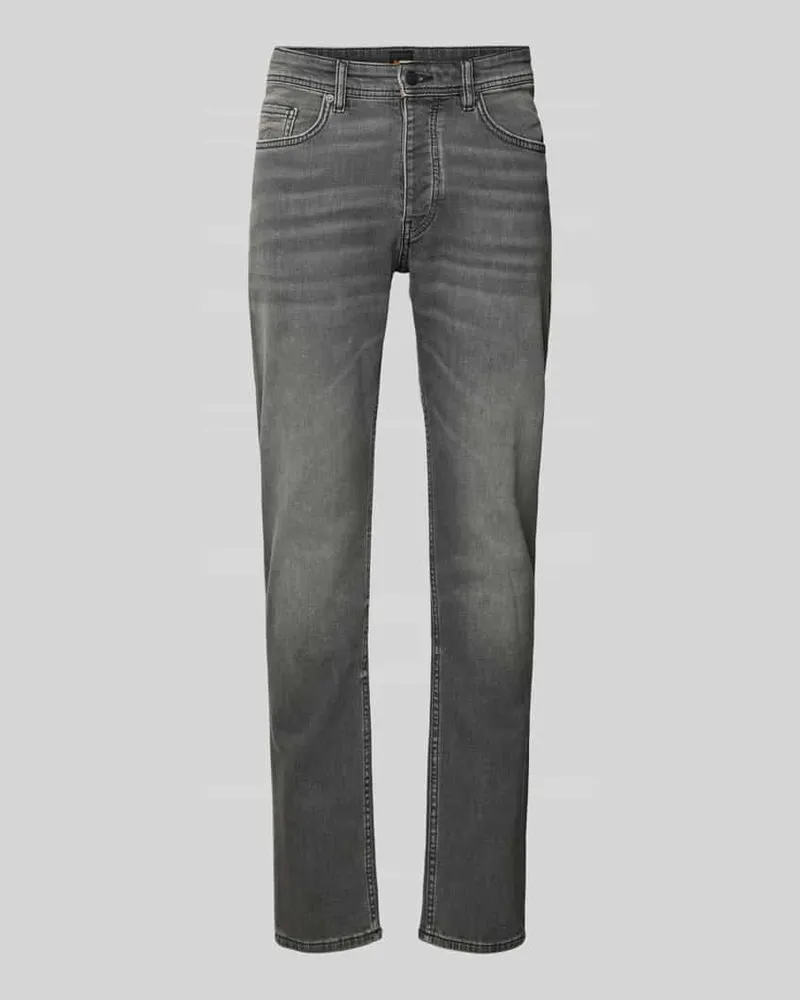 HUGO BOSS Tapered Fit Jeans mit Label-Detail Modell 'TABER Mittelgrau