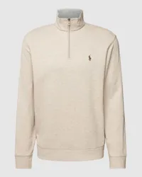 Ralph Lauren Sweatshirt mit Rippenoptik und kurzem Reißverschluss Beige