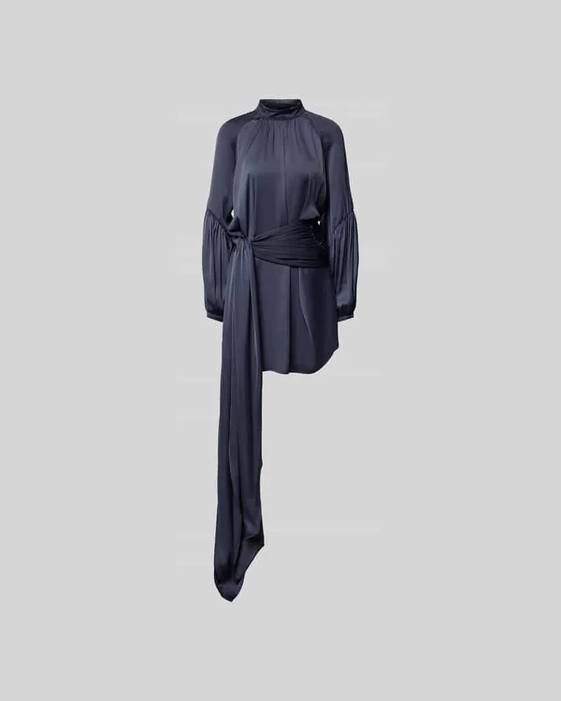 ROTATE Birger Christensen Knielanges Kleid mit Taillengürtel Graphit