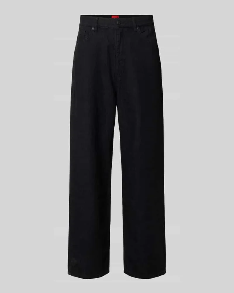 HUGO BOSS Loose Fit Wide Leg Jeans aus reiner Baumwolle Modell ' 554 Black