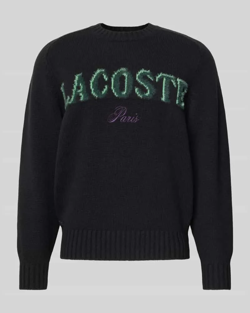 Lacoste Relaxed Fit Strickpullover aus Woll-Mix Black