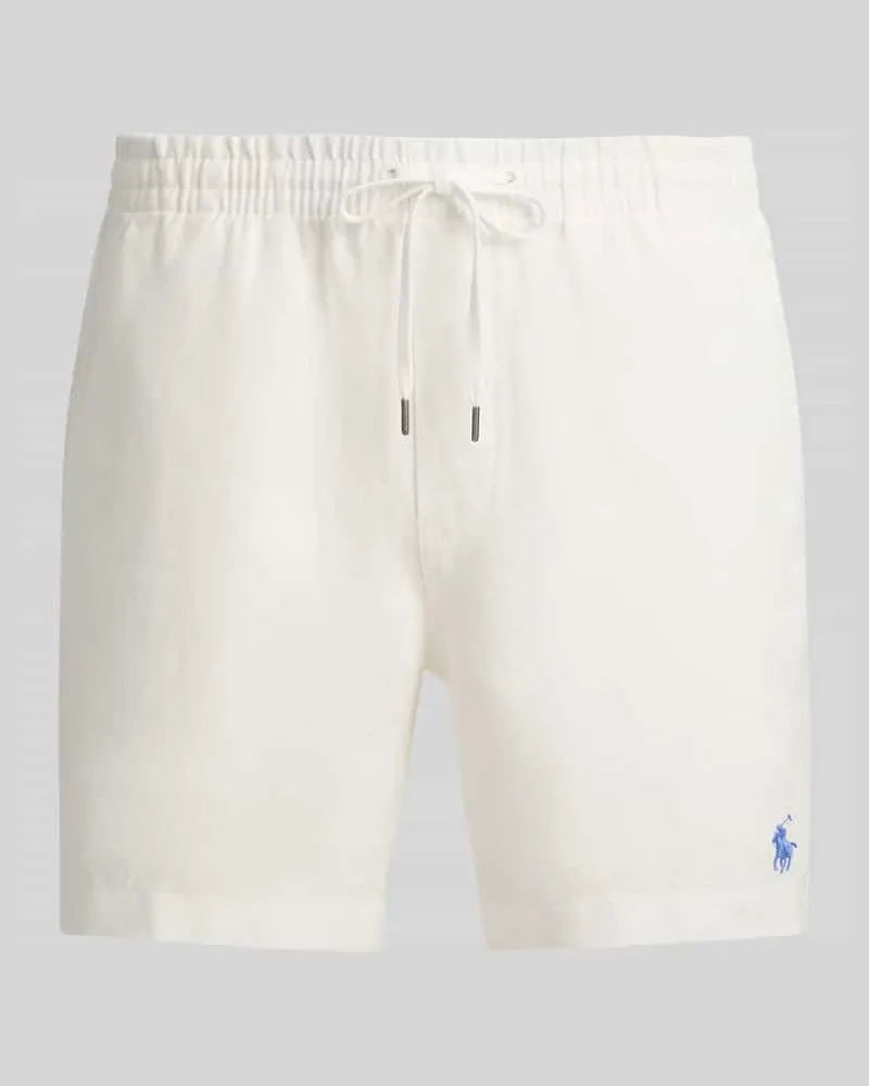 Ralph Lauren Leinenshorts mit Tunnelzugbund und Logo Stitching Offwhite