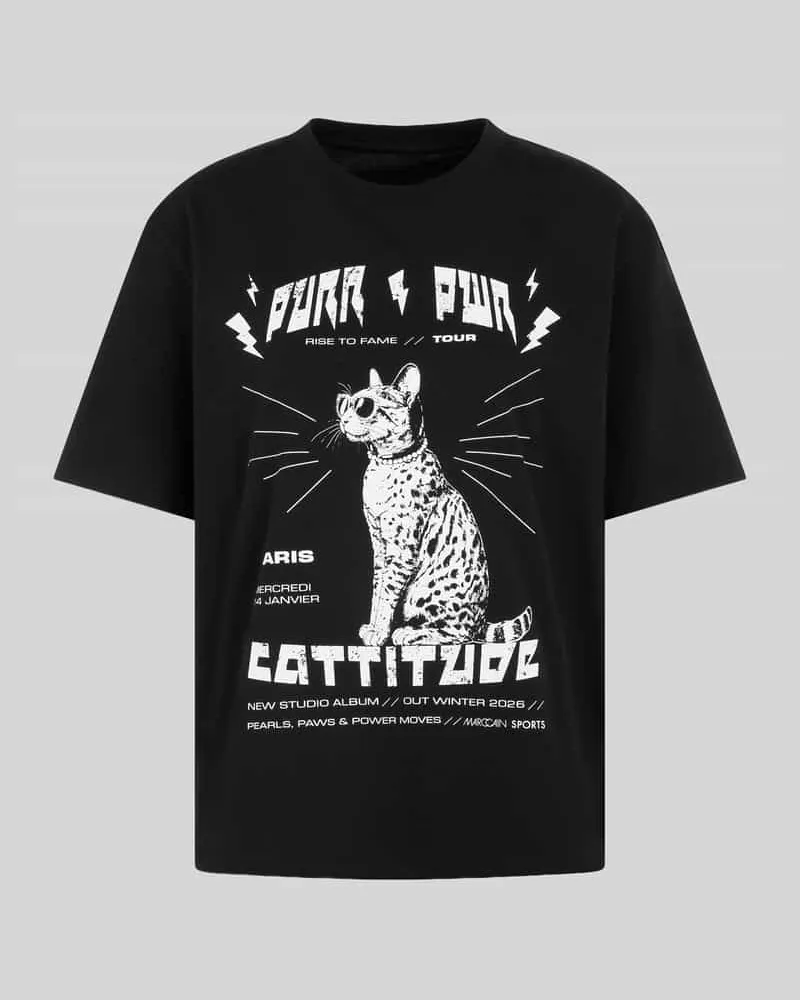 Marc Cain T-Shirt mit Catitude-Motivprint Black