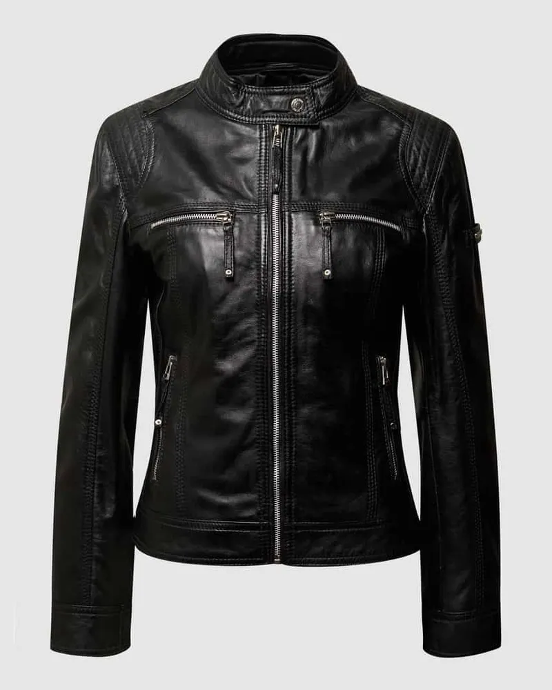 CABRINI Lederjacke im Biker-Look Black