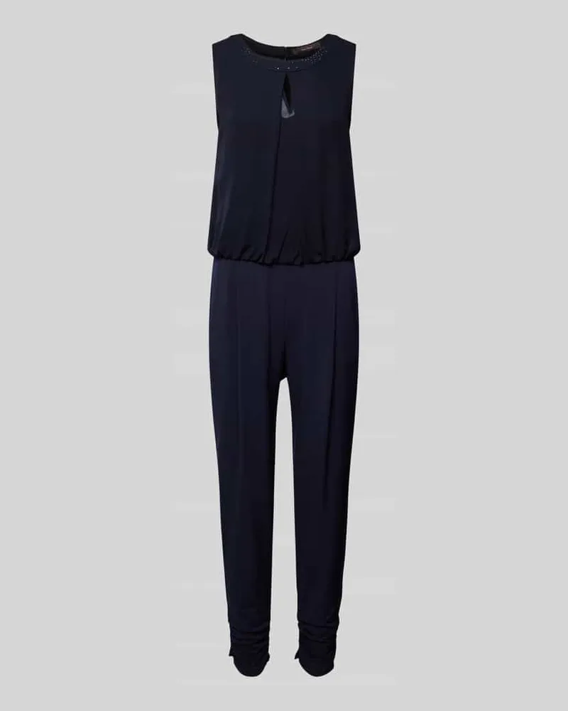 Vera Mont Jumpsuit mit Strasssteinbesatz Dunkelblau