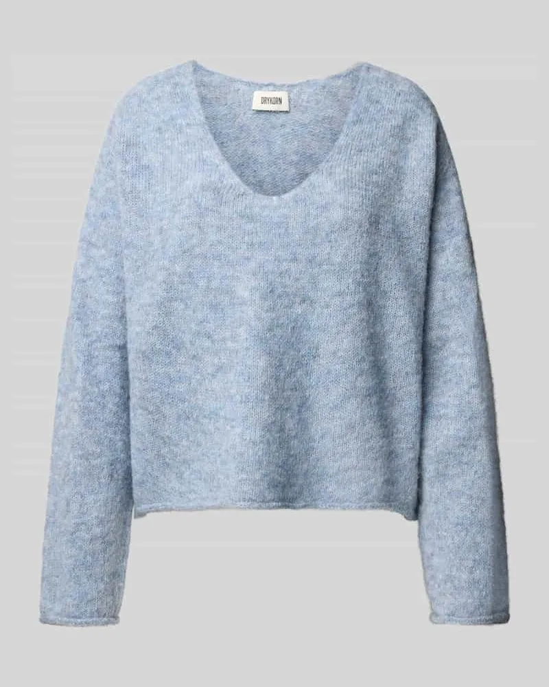 Drykorn Strickpullover aus Alpaka-Mix mit V-Ausschnitt Modell 'SOMAIJA Hellblau