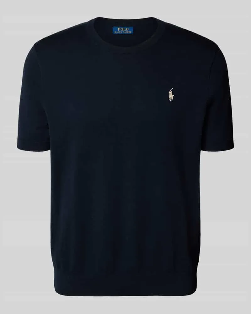 Ralph Lauren Strickshirt mit Rundhalsausschnitt und Label-Stitching Marine