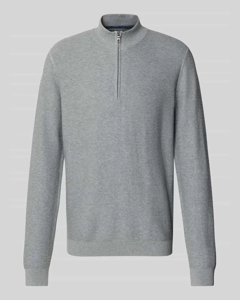 Olymp Strickpullover mit Troyer-Kragen Silber