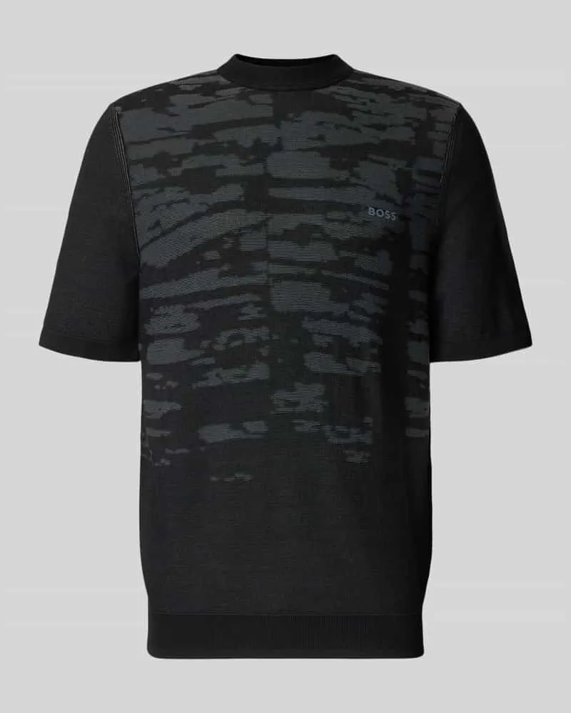 HUGO BOSS Regular Fit T-Shirt aus Viskose-Mix Modell 'KN_Globe TS Black