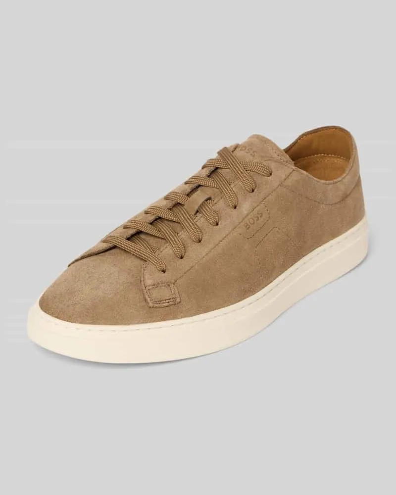 HUGO BOSS Low Top Sneaker aus reinem Rindnubuk Modell 'Kieran_Tenn_wcsd Beige