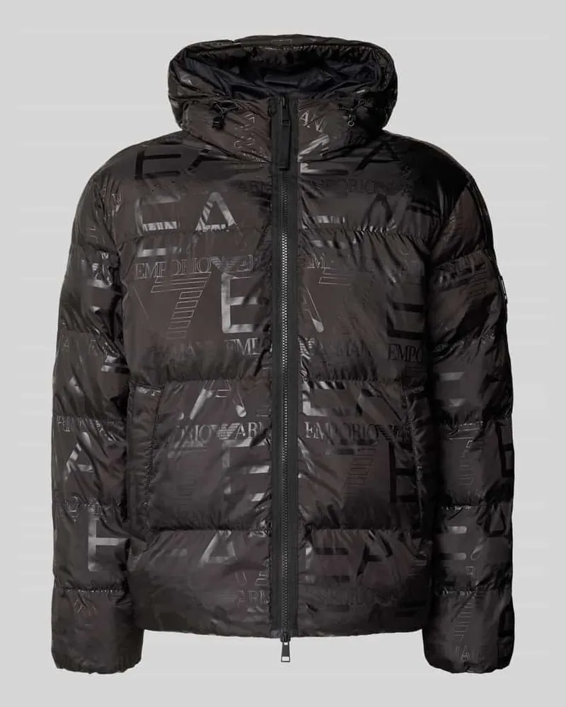 EA7 Regular Fit Steppjacke mit Allover-Logo-Print Modell 'MOUNTAIN Black