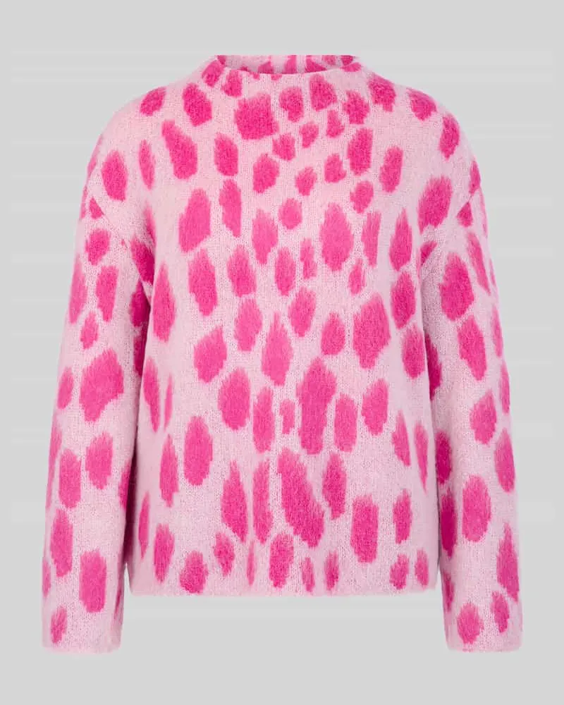 Marc Cain Relaxed Fit Strickpullover mit Leo-Muster Pink