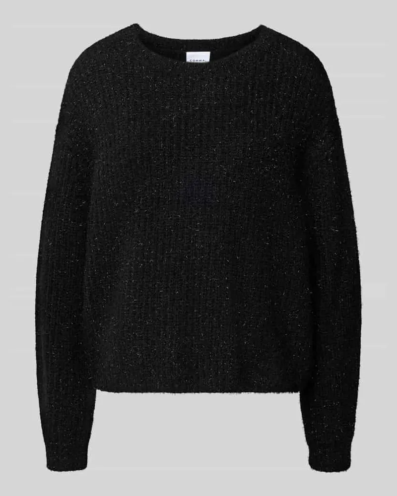 COMMA Oversized Strickpullover mit gerippten Abschlüssen Black