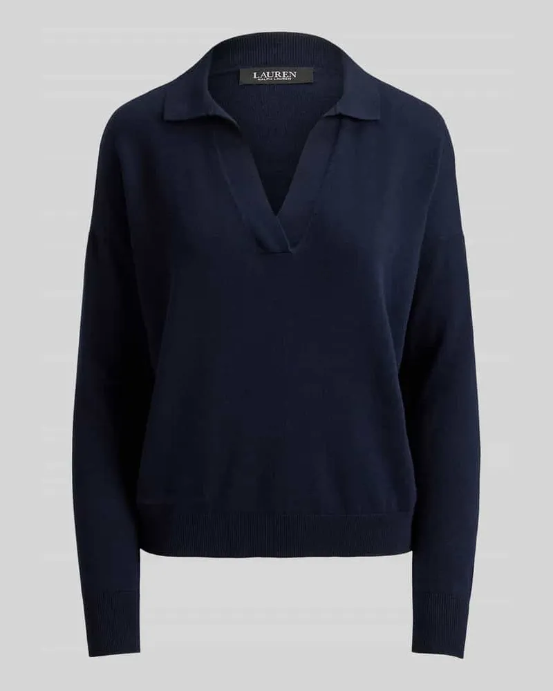 Ralph Lauren Relaxed Fit Pullover aus Baumwoll-Mix mit Polokragen Marine