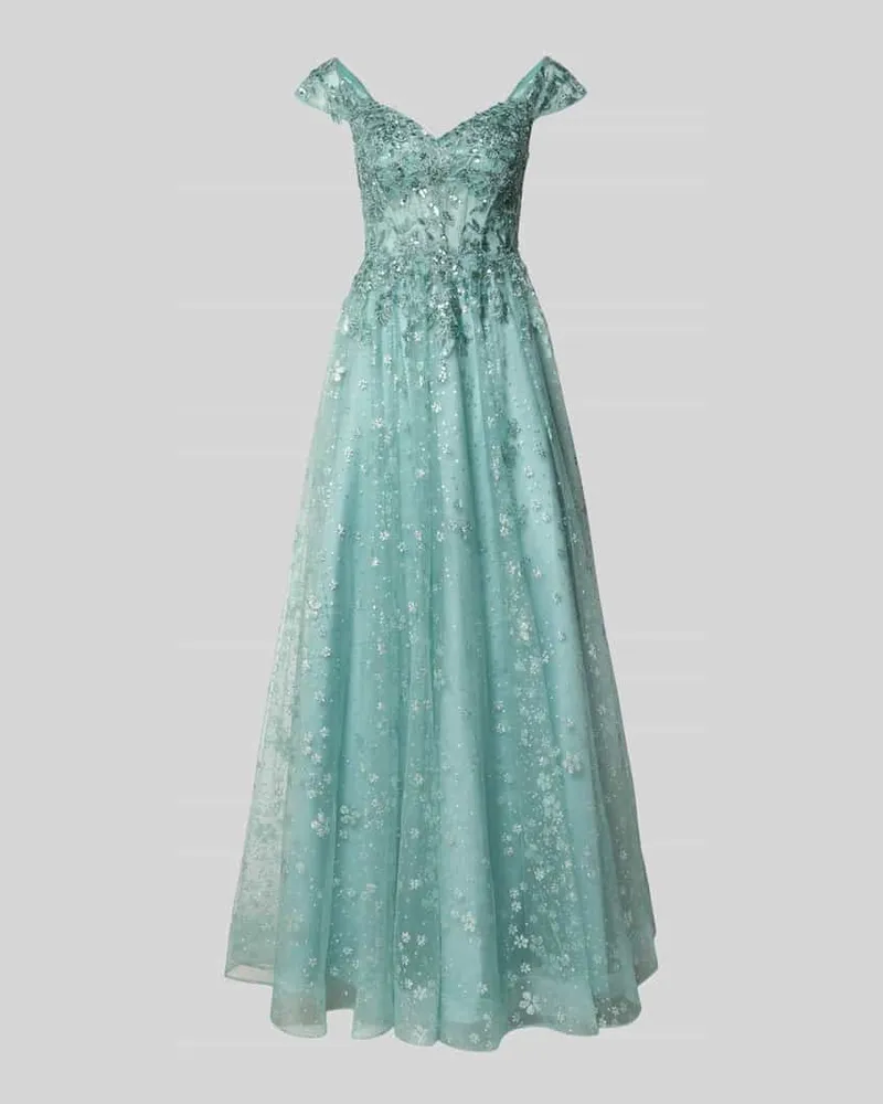 Unique Corsagenkleid mit Stitchings und Pailletten Gruen