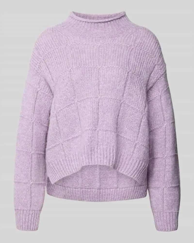 Marc Cain Pullover aus Wolle mit Strukturstrick Purple