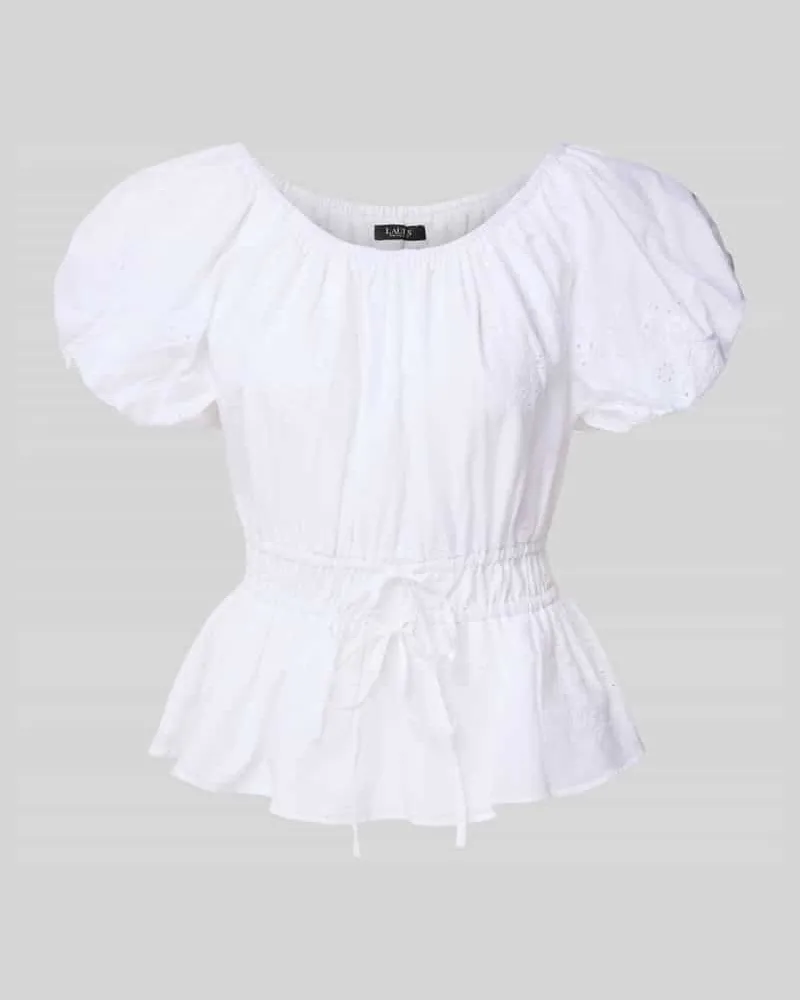 Ralph Lauren Bluse mit Lochstickerei und Puffärmeln Weiss