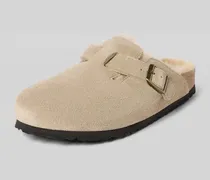 Hausschuhe aus echtem Leder mit Fell-Besatz Modell 'BOSTON