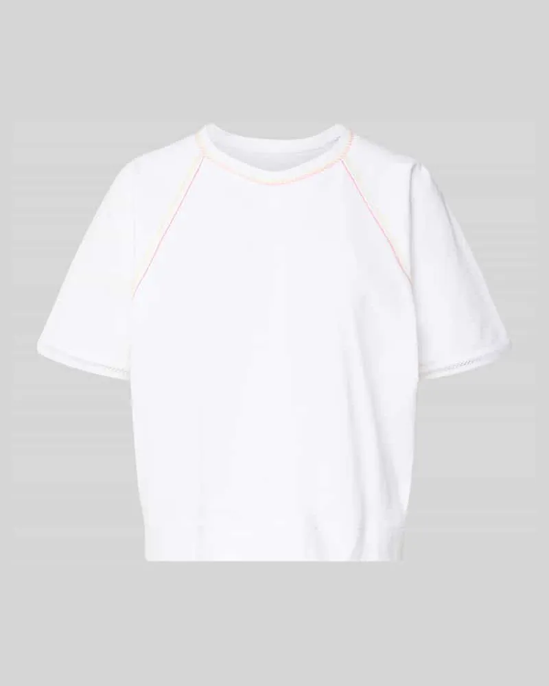 Marc Cain Relaxed Fit T-Shirt mit Rundhalsausschnitt Weiss