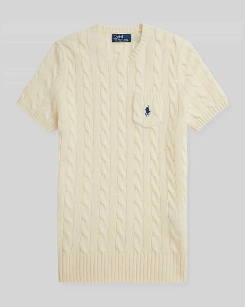 Ralph Lauren Regular Fit Pullover aus Woll-Mix mit Logo-Stitching Offwhite