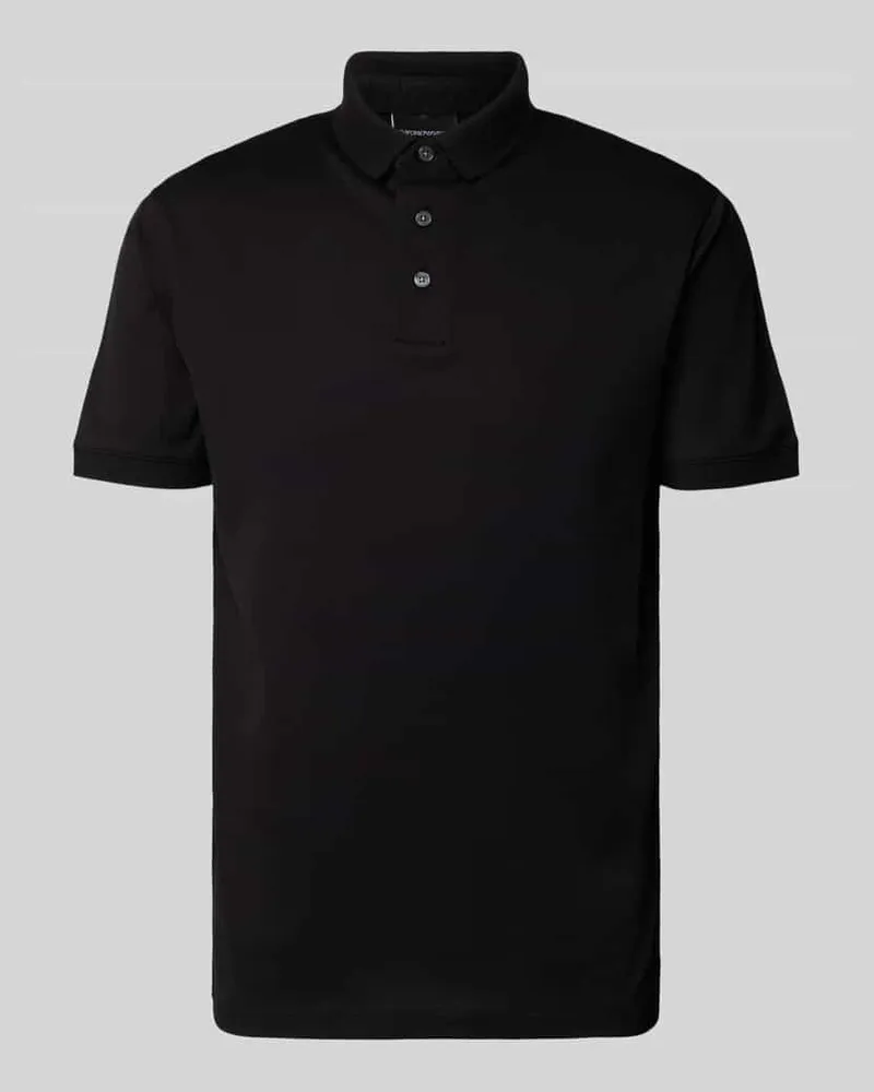 Emporio Armani Regular Fit Poloshirt mit Strukturmuster Black