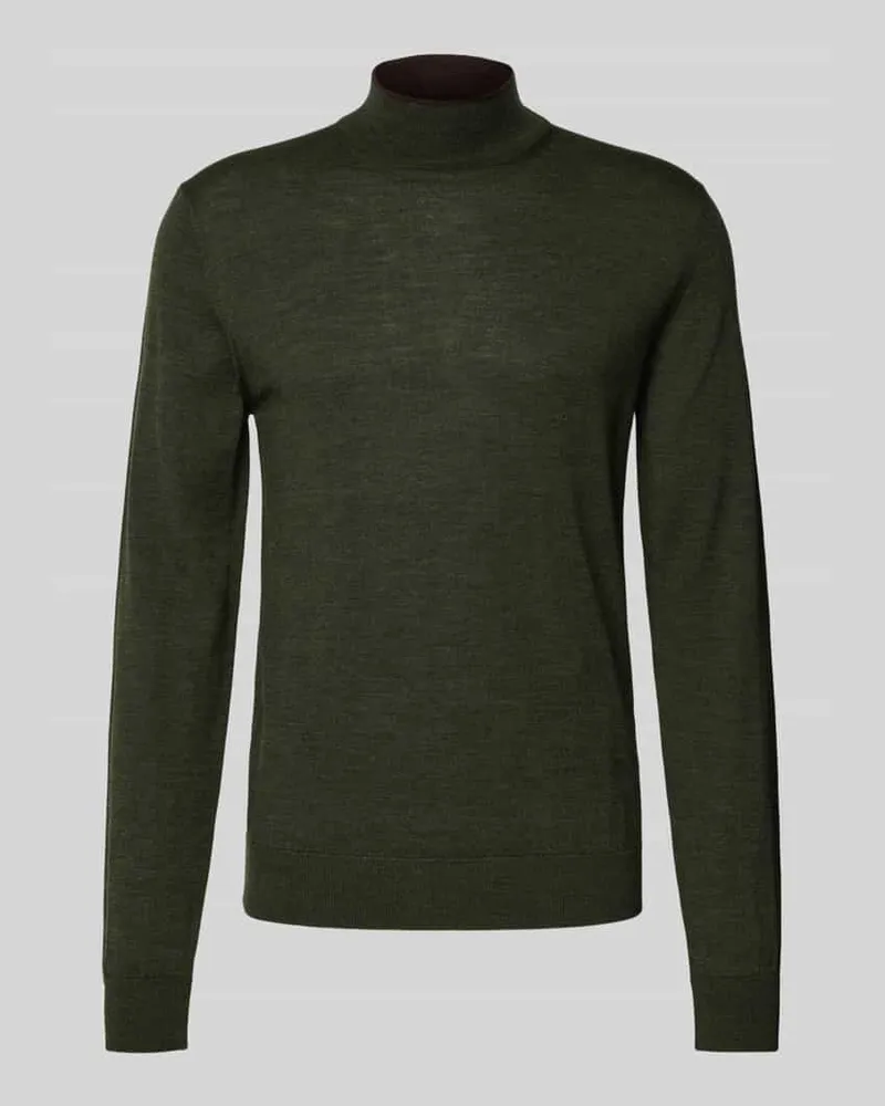 CRUNA Strickpullover mit Mock-Neck Khaki