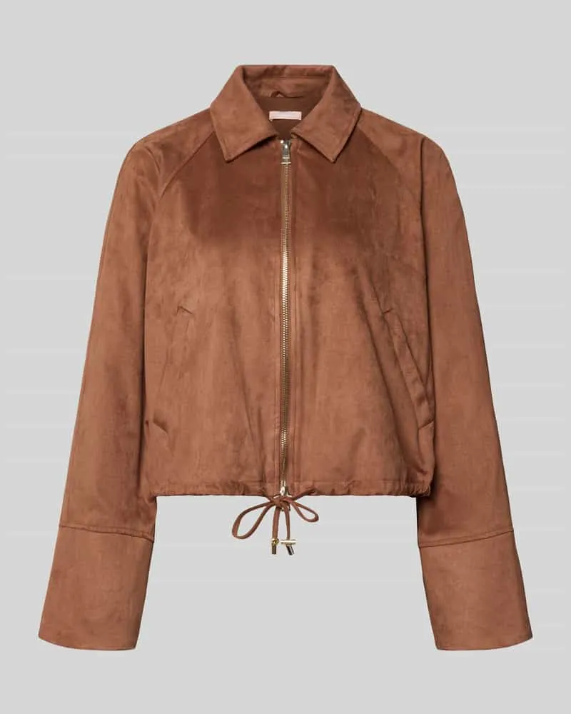 Liu Jo Jacke in Leder-Optik mit Zweiwege-Reißverschluss Cognac