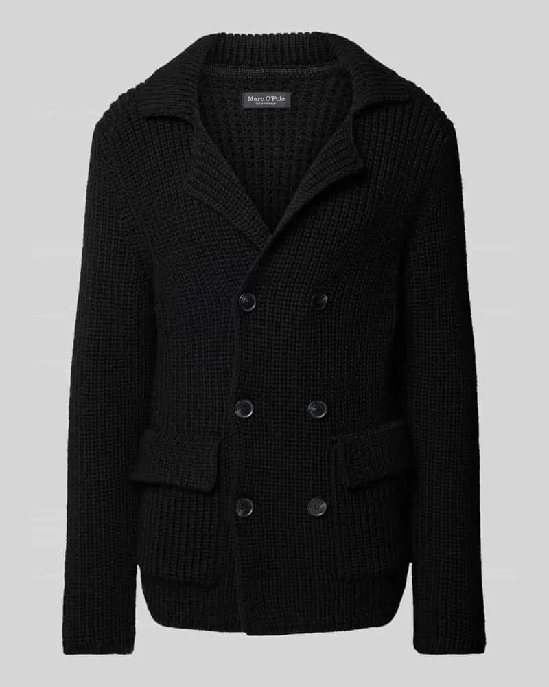 Marc O'Polo Regular Fit Strickjacke aus hochwertigem Schurwoll-Baumwoll-Mix Black