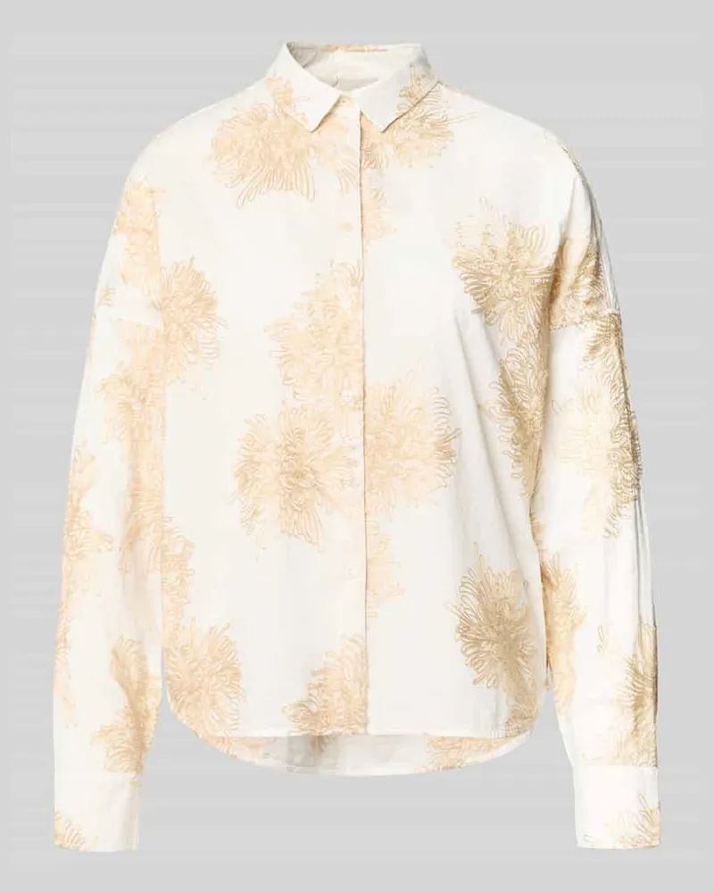 0039 Italy Regular Fit Bluse mit Stitchings Modell 'LUCY Weiss