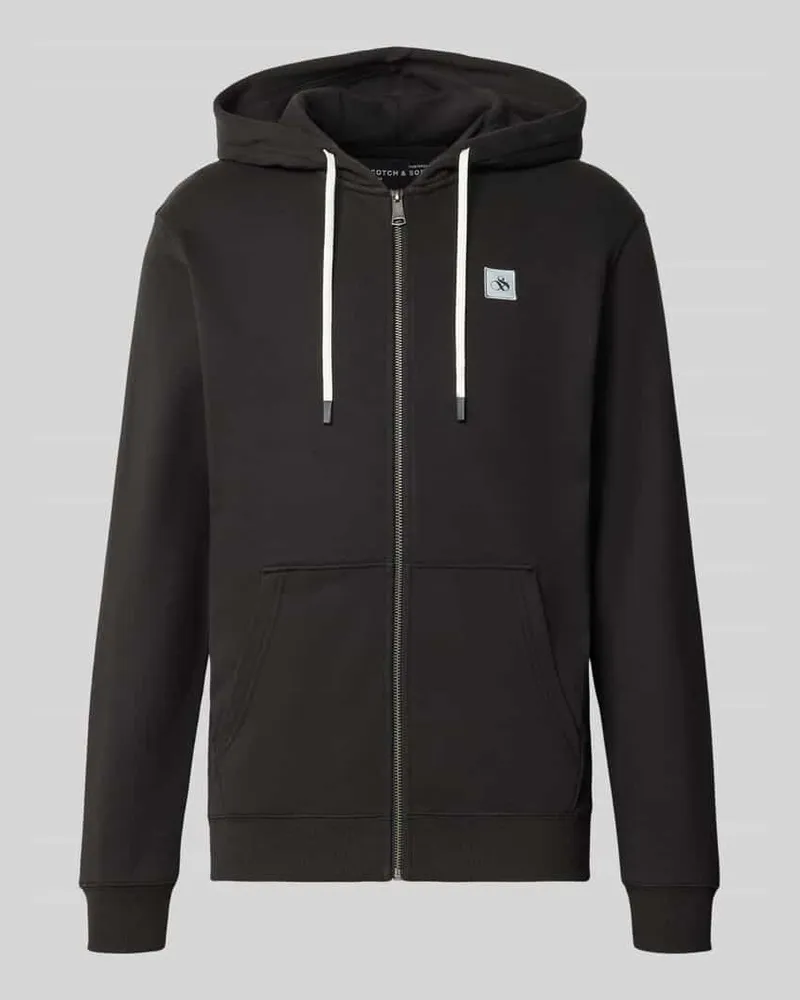 Scotch&Soda Sweatjacke mit Logo-Patch und Känguru-Tasche Black