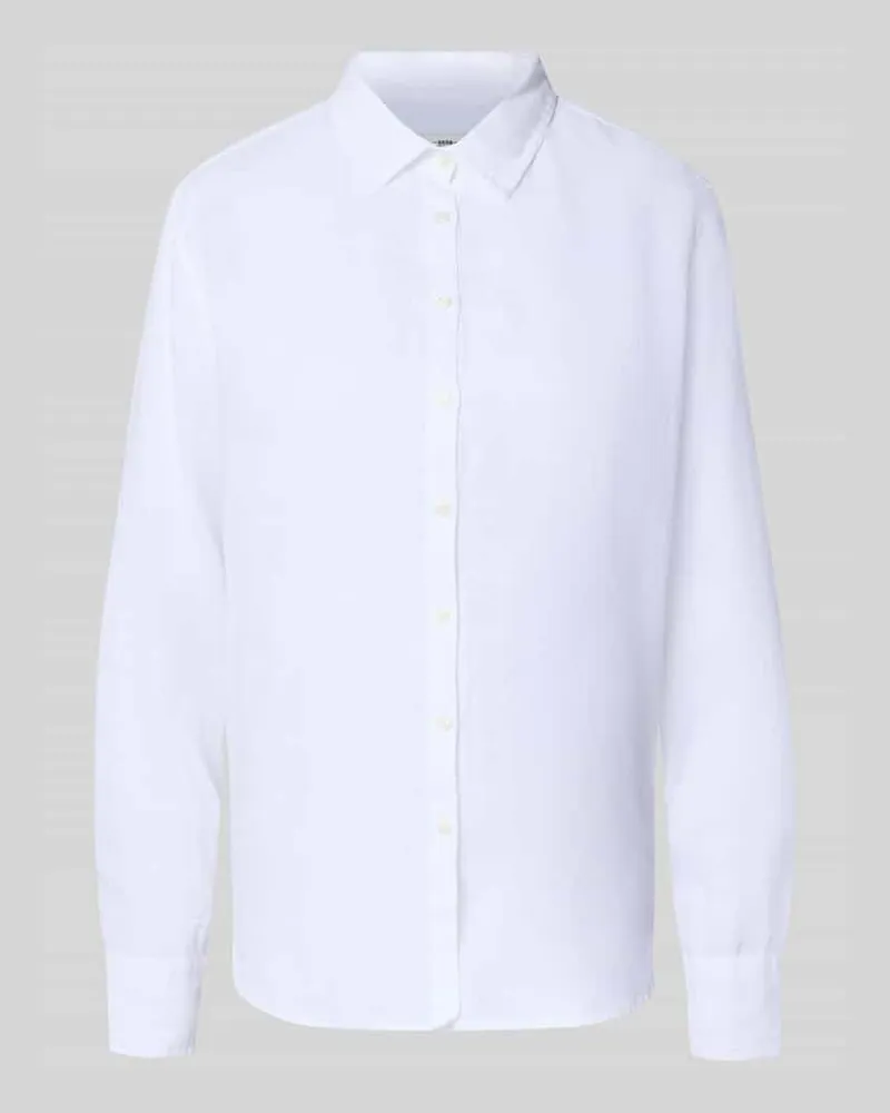 0039 Italy Hemdbluse aus Leinen mit Kentkragen Modell 'MIRA Weiss