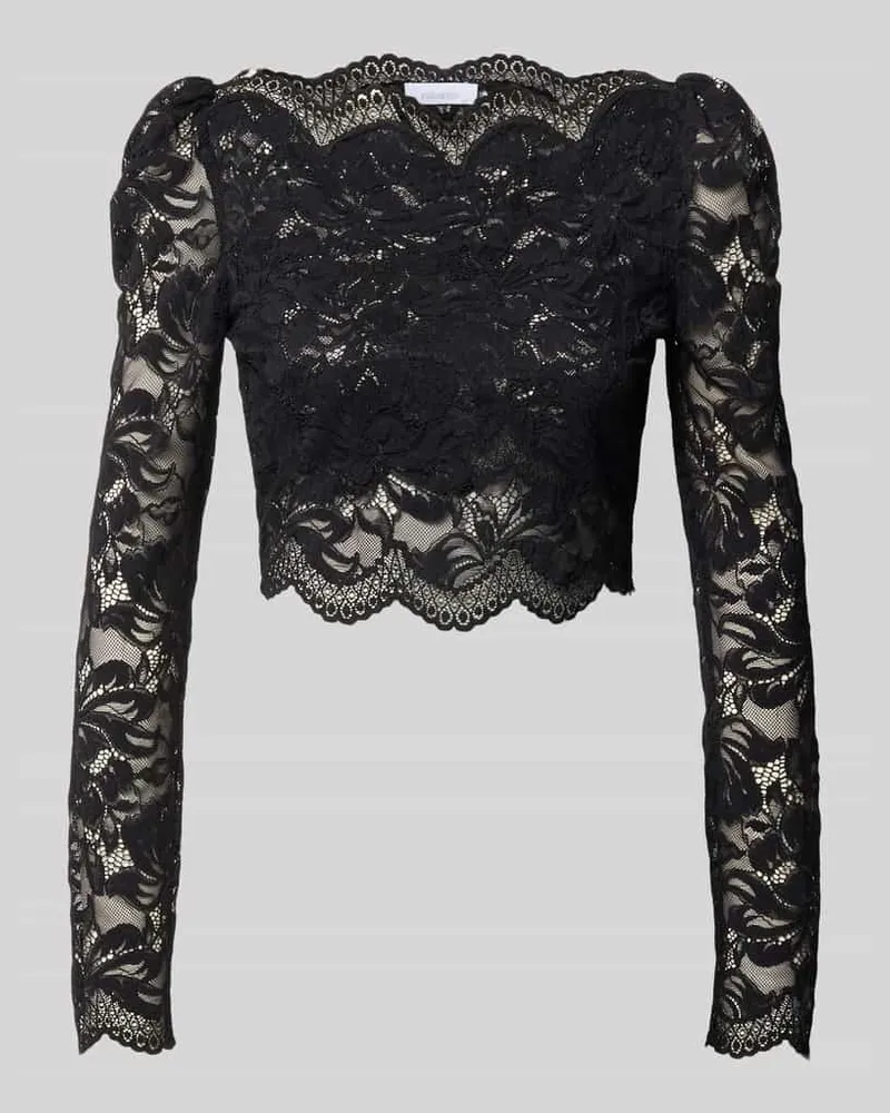 Paco Rabanne Cropped Langarmbluse aus Spitze Black