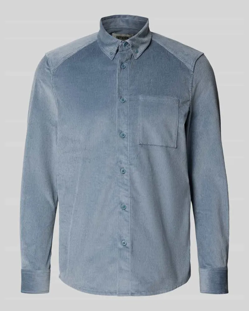 Drykorn Regular Fit Freizeithemd aus Cord mit Button-Down-Kragen Bleu
