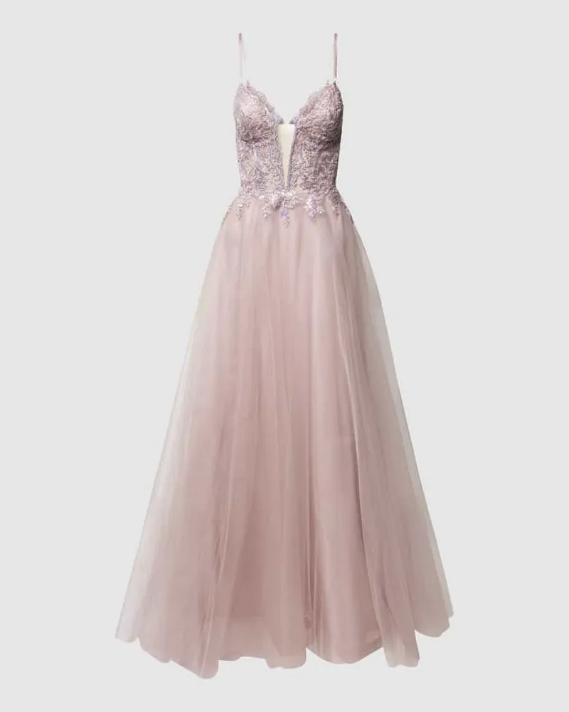 LUXUAR Abendkleid mit Spitzenbesatz Mauve