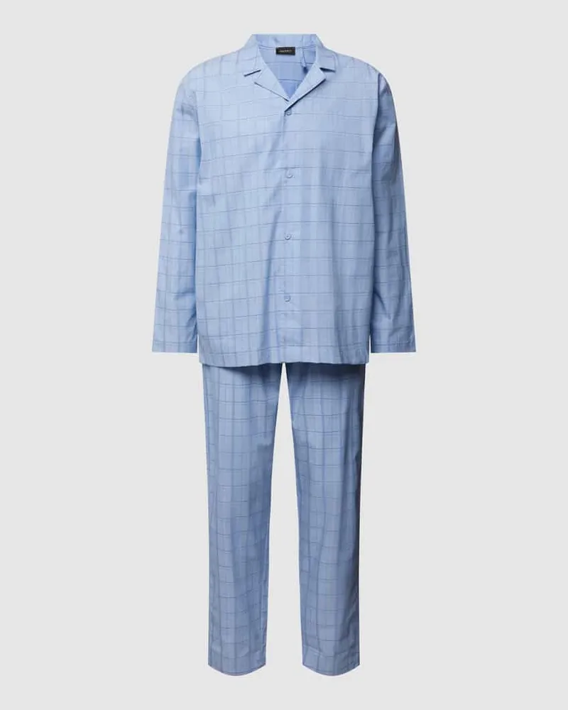 Hanro Pyjama mit Allover-Muster Modell 'Ian Hellblau