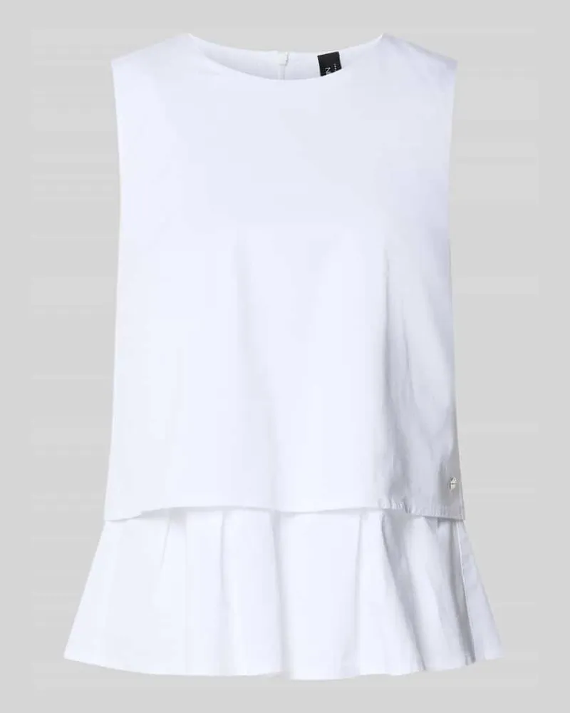 Marc Cain Blusenshirt mit Volantsaum und Rundhalsausschnitt Weiss
