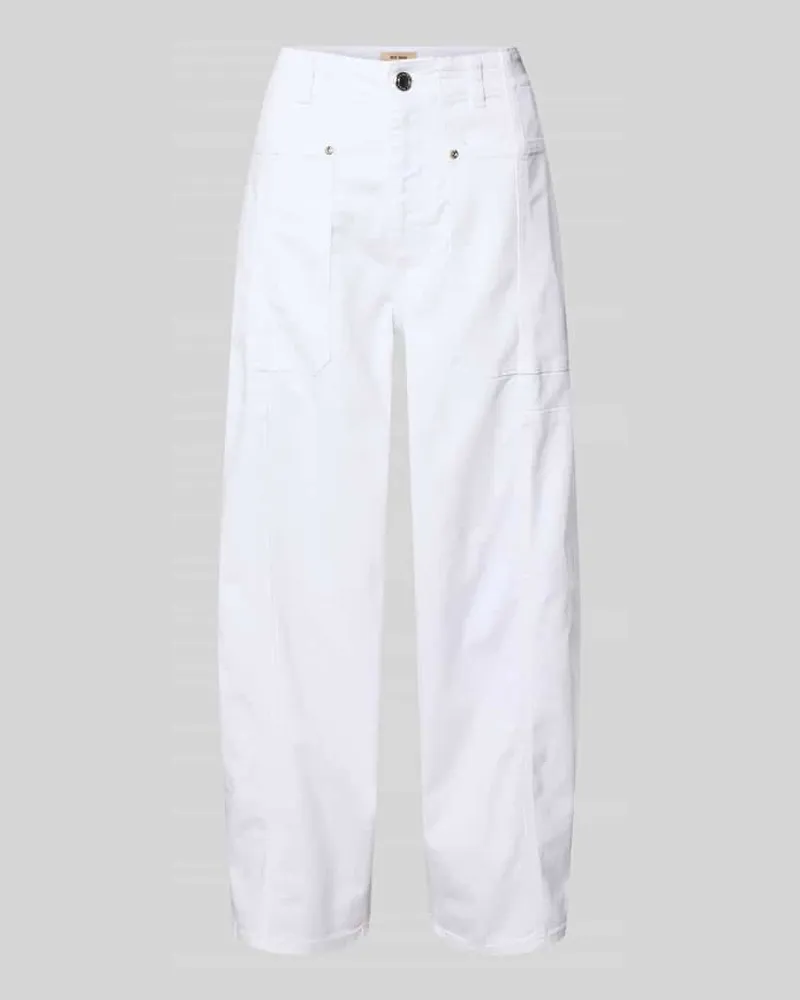 Mos Mosh Barrel Jeans mit Eingrifftaschen Modell 'Rosy Bianco Weiss