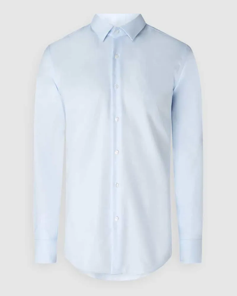 HUGO BOSS Slim Fit Businesshemd aus Uni Struktur Bleu
