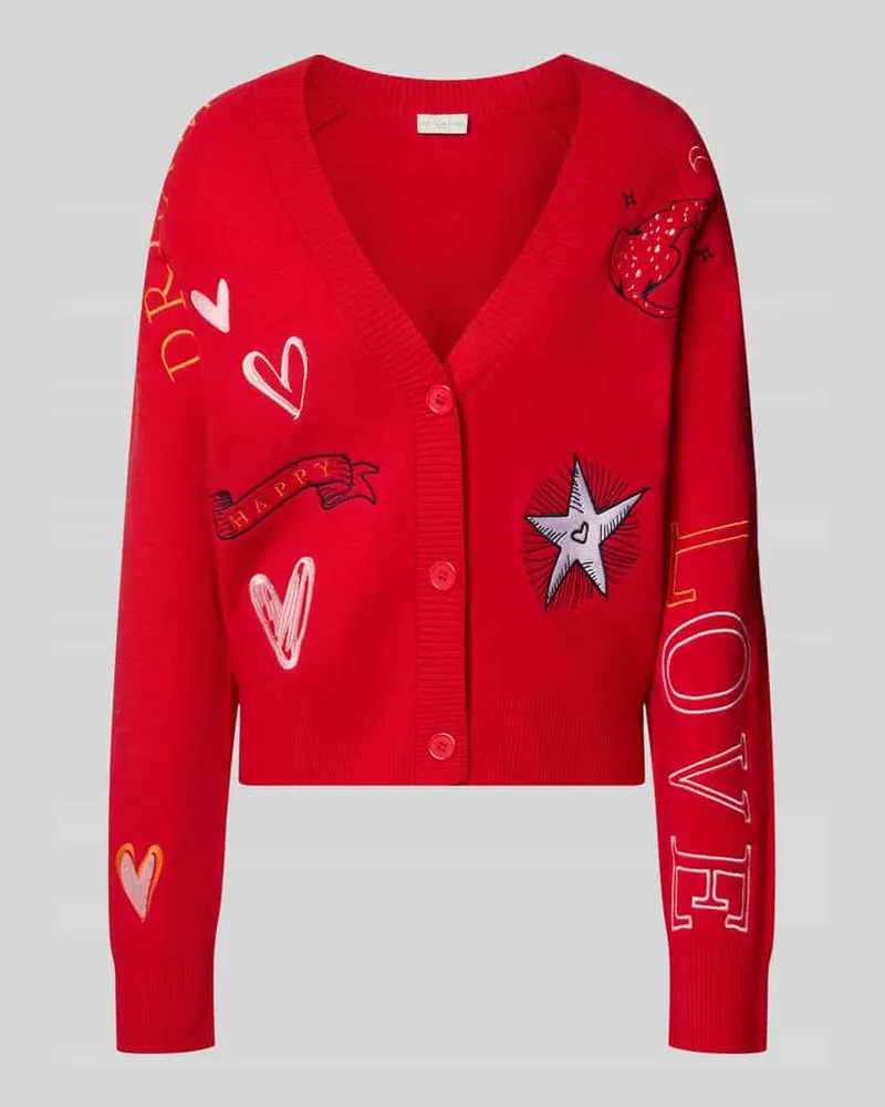 Milano Italy Regular Fit Cardigan mit Stitchings Rot