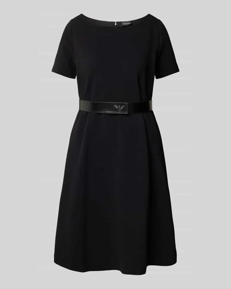 Emporio Armani Knielanges Kleid mit Rundhalsausschnitt Black