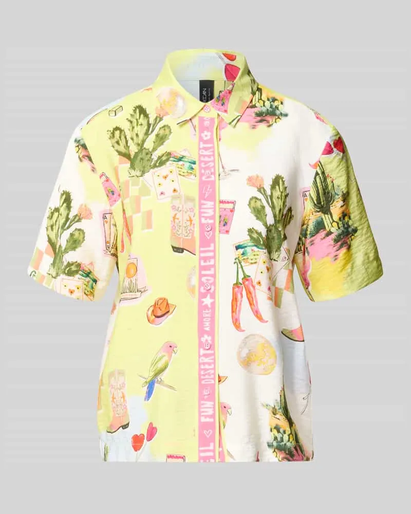Marc Cain Bluse aus Viskose-Mix mit abgerundetem Saum Weiss